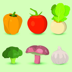 set of vegetables flat design illustration