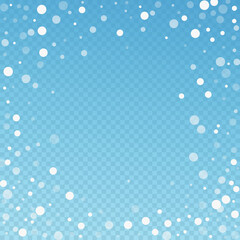 White dots Christmas background. Subtle flying sno