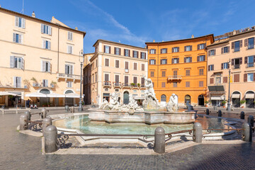 Fototapeta na wymiar Neptune fountain by Bernini in Navona square, Rome, Italy