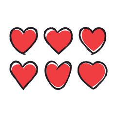 Doodle hearts, hand drawn love heart collection. Valentine's day design.