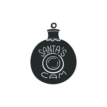 Santa Claus Cam Icon Silhouette Illustration. Christmas Vector Graphic Pictogram Symbol Clip Art. Doodle Sketch Black Sign.
