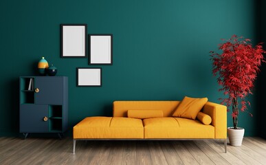 3D visualization of the living room interior.