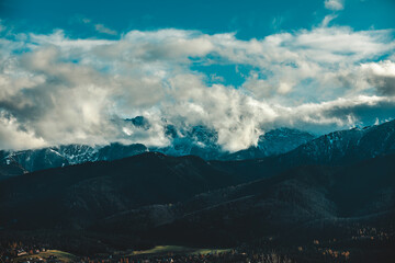 Tatra Mountains in Poland, View in Cloudy Weather, November.