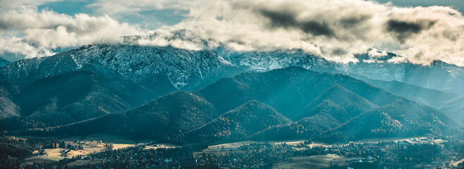 Tatra Mountains in Poland, View in Cloudy Weather, November.