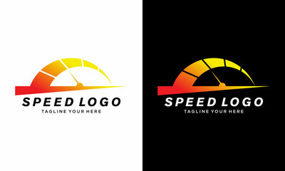 Speedometer logo. Flat design. Infographic element. on a black and white background.