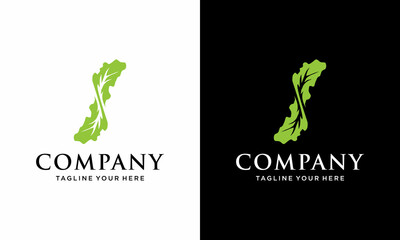 Letter S With Oak Leaf Logo Icon vector template. on a black and white background.