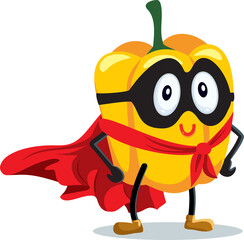 Strong Superhero Yellow Pepper Vector Cartoon Character