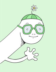 Happy cartoon character draw