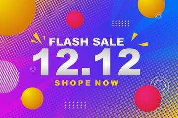 Supersale 12 12 banner design vector. Gradient colorful flash sale shopping day template illustration.