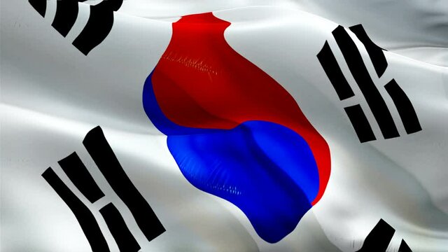 South Korea flag. National 3d South Korea flag waving. Sign of Korean seamless loop animation. South Korea flag HD Background. Korean flag Closeup 1080p Full HD video for presentation. Korean flags fo