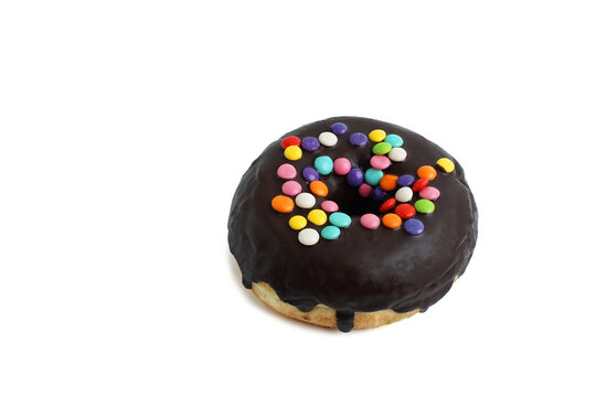 donut with colorful toping isolated on white background