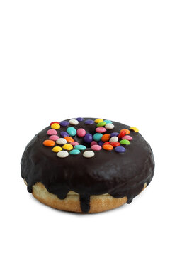 donut with colorful toping isolated on white background