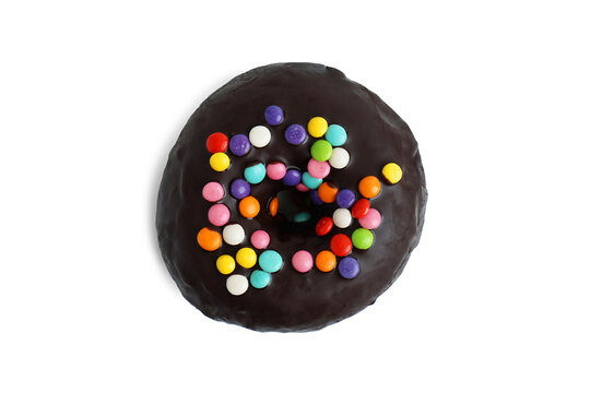 donut with colorful toping isolated on white background