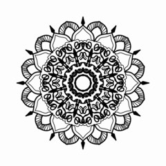 Circular pattern in the form of mandala with flower for henna mandala tattoo decoration.