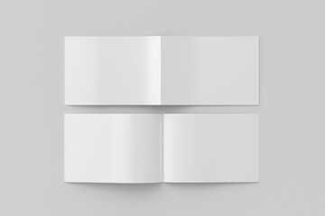 Horizontal brochure or booklet mock up on white background.