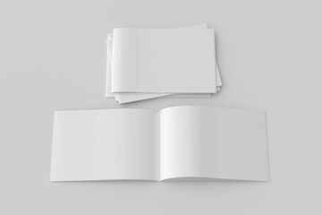 Horizontal brochure or booklet mock up on white background.