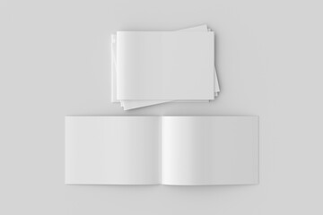 Horizontal brochure or booklet mock up on white background.