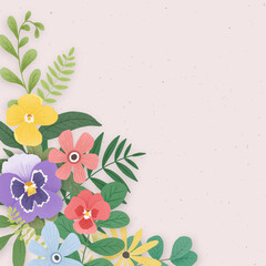 Flower border on a pink background vector