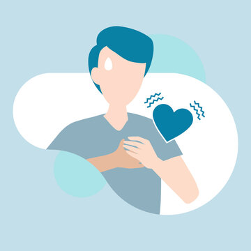 Man showing symptoms of heart disease vector