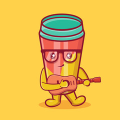 kawaii tumbler mascot  playing guitar isolated cartoon in flat style