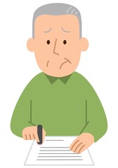 書類に印鑑を押す2・男性②