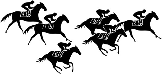 競い合う競馬のシルエット
