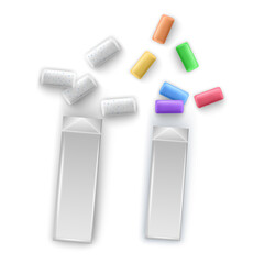 Set of realistic chewing gums isolated on white background vector illustration