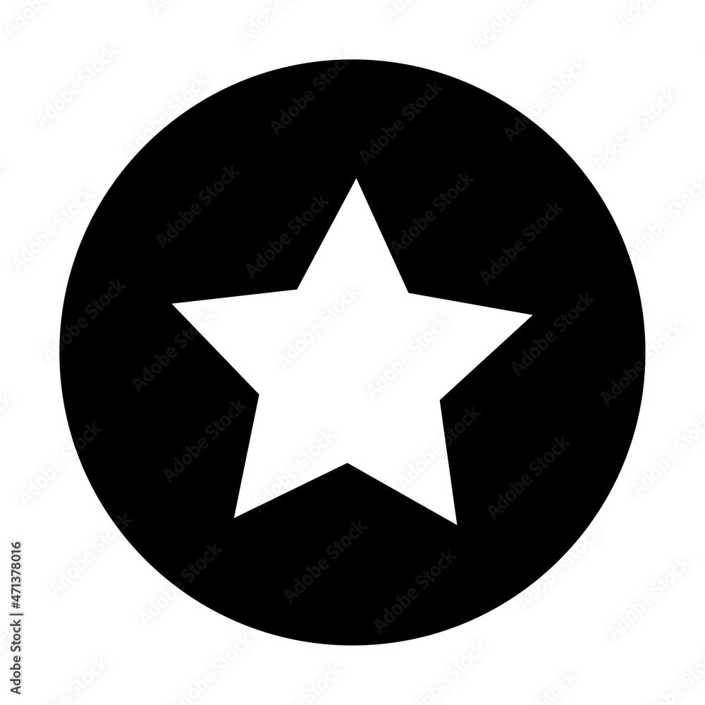 Poster star icon in circle. business background. round button. social media sign. app element. vector illus