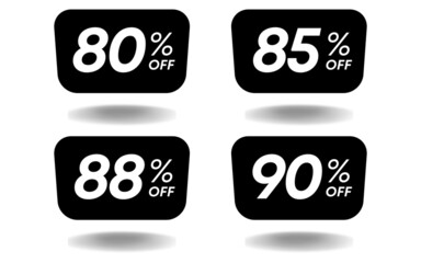 88% Percent limited special offer, 85 Percent Black Friday promotional banner, discount text, black color eighty-eight