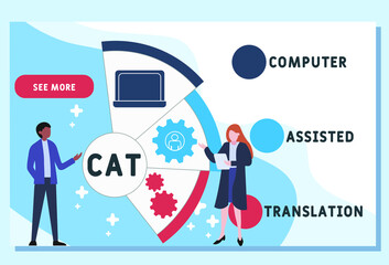 CAT - Computer Assisted Translation acronym. business concept background.  vector illustration concept with keywords and icons. lettering illustration with icons for web banner, flyer