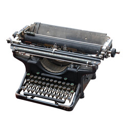 old black typewriter on white background, object, retro, vintage, copy space