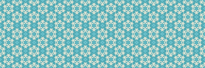 Background image with decorative elements in vintage style on a blue background for your design projects, seamless patterns, wallpaper textures with flat design. Vector illustration