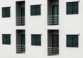 Rows of windows on modern apartment building
