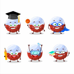 School student of brigadiero red candy cartoon character with various expressions