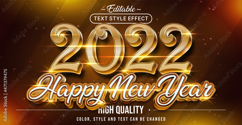 Poster Editable text style effect - 2022 Happy New Year text style theme.