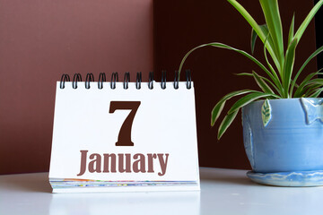 January 07. 07th day of the month, calendar date. Winter month, day of the year concept.