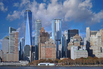 Fototapeta na wymiar Southern Manhattan skyline overlooking Battery Park