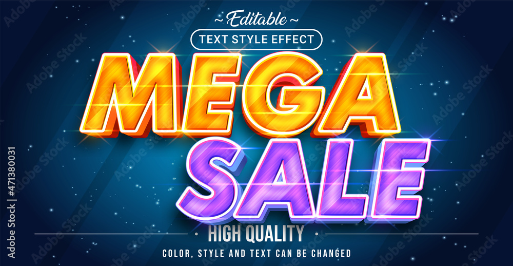 Poster Editable text style effect - Mega Sale text style theme.