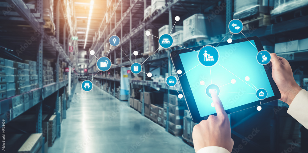 Poster smart warehouse management system with innovative internet of things technology to identify package 