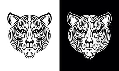 Tiger Face Hand Drawn Tattoo Design