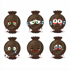 Fotobehang Chocolate candy wrap cartoon character with sad expression © kongvector