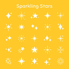 Sparkling stars vector icon set in flat style