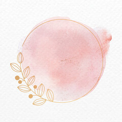 Fototapeta na wymiar Frame vector in pink botanical ornament watercolor style