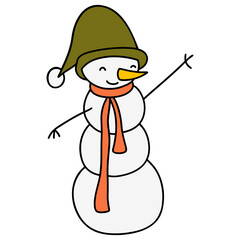 Christmas Birthday-Snowman flat color design illustration for web, wedsite, application, presentation, Graphics design, branding, etc.