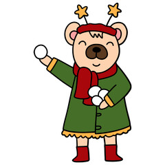 Christmas bear flat color design illustration for web, wedsite, application, presentation, Graphics design, branding, etc.