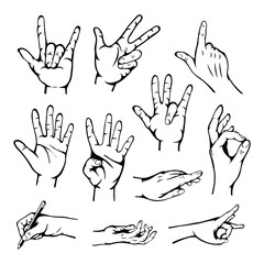Set of gesture hands vector illustration