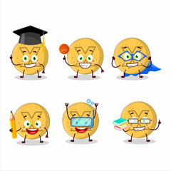 School student of dalgona candy disagree cartoon character with various expressions