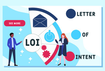 LOI - Letter of Intent acronym. business concept background.  vector illustration concept with keywords and icons. lettering illustration with icons for web banner, flyer, landing 
