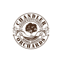 tree stamp with the name of the world