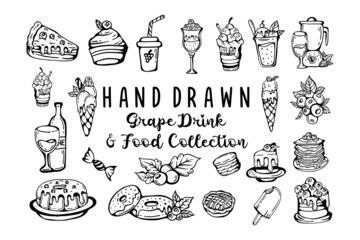 Hand drawn grape drink collection